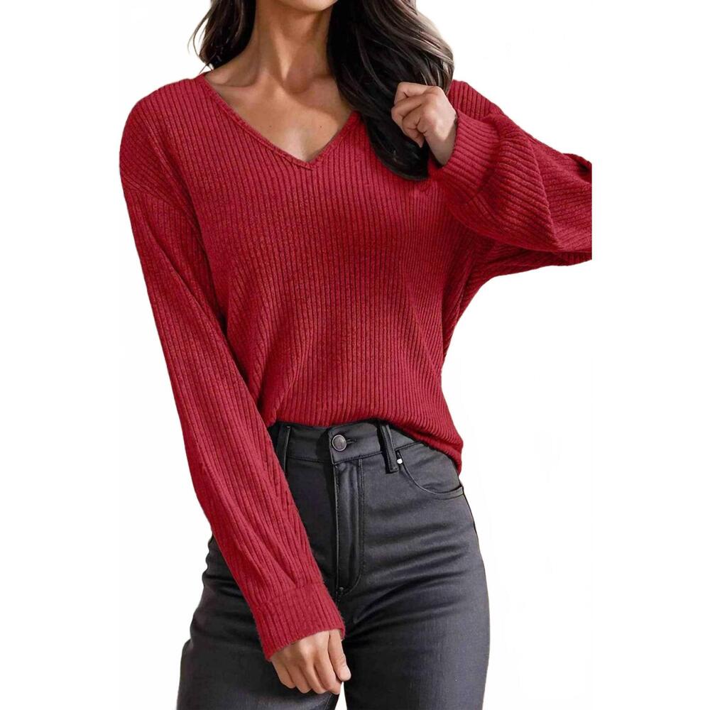 NEW AAPPARELLA leopard back bow v neck blouse in red
